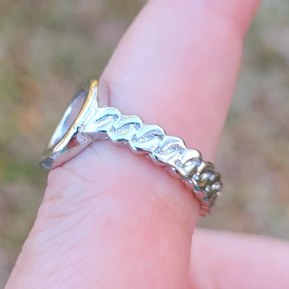 Silver Circle Metal Chain Rope Band Size 7.5 - Picture 5 of 11